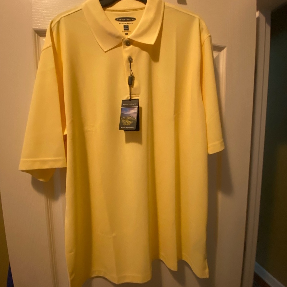 NWT Pebble Beach Premier Performance Men’s XL Polo Shirt yellow Brand New wtags